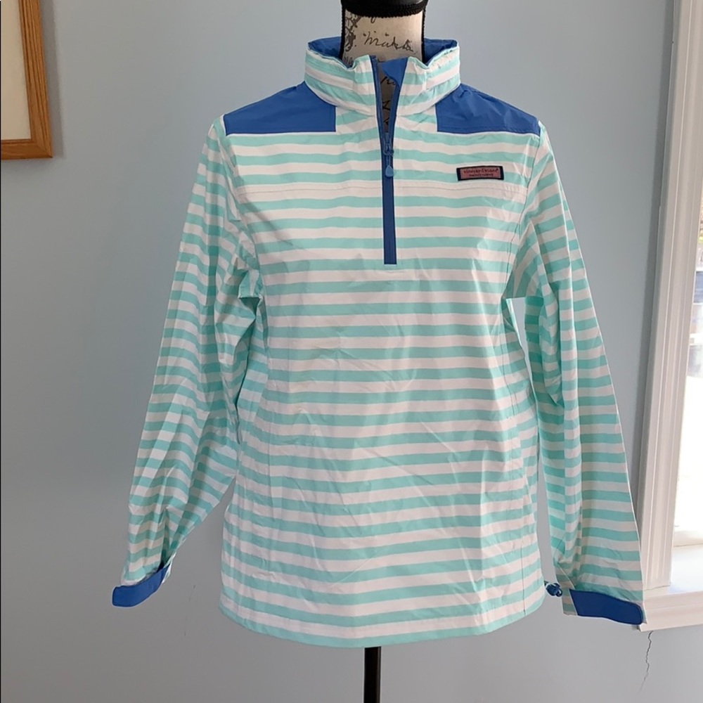 Vineyard Vines Stripe Windbreaker in Crystal Blue